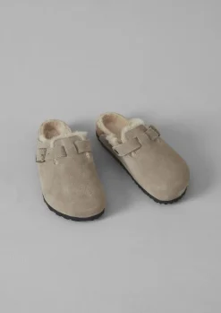 TOAST Birkenstock Boston Suede Shearling Clogs-Women Slippers|Nightwear