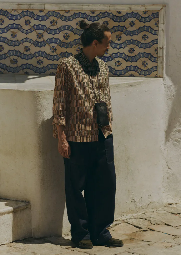 TOAST Block Print Irregular Check Shirt- Shirts