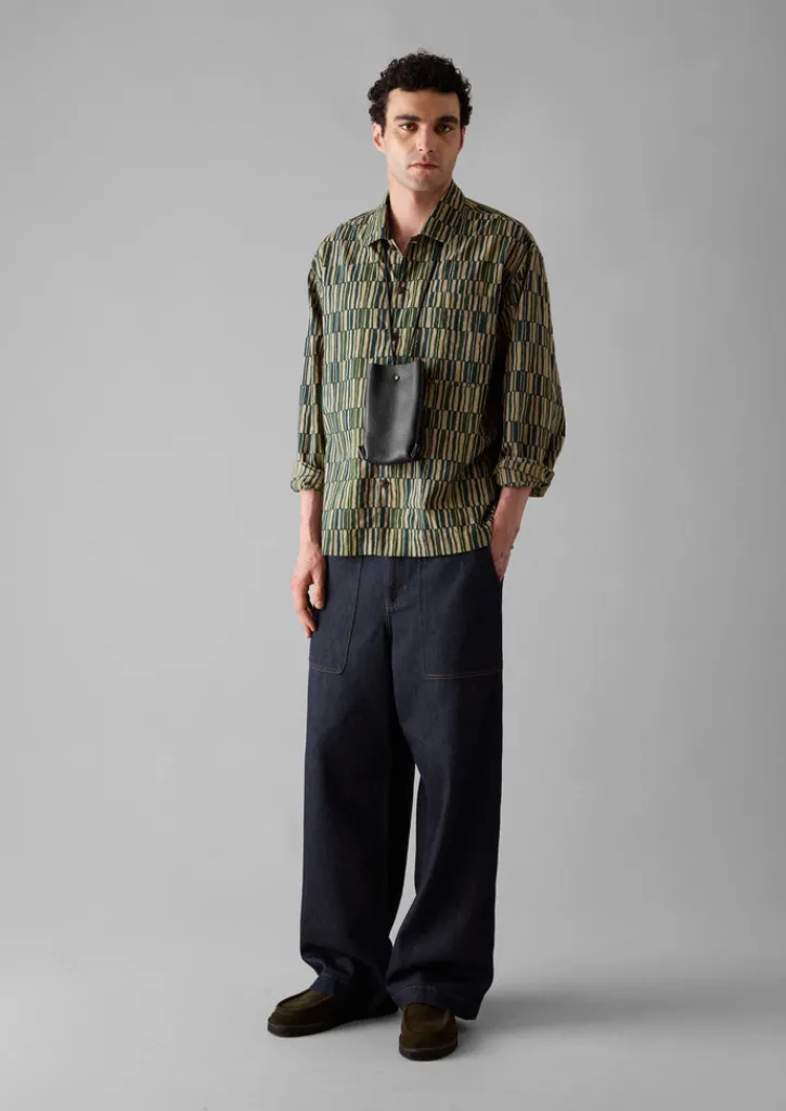 TOAST Block Print Irregular Check Shirt- Shirts
