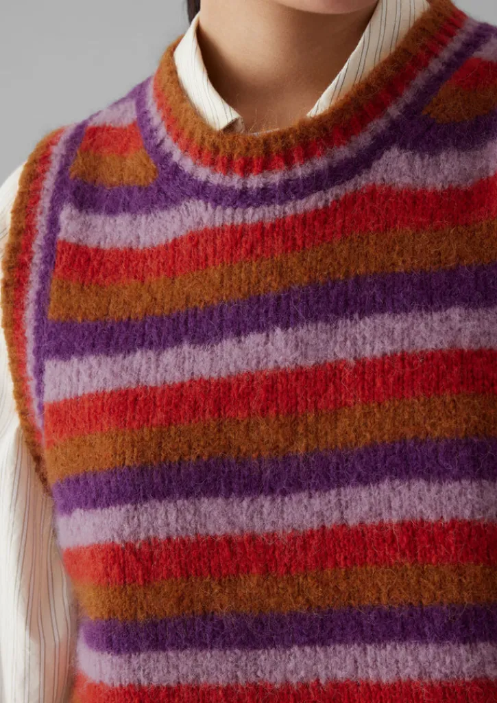 TOAST Brushed Alpaca Blend Stripe Tank-Women Knitwear