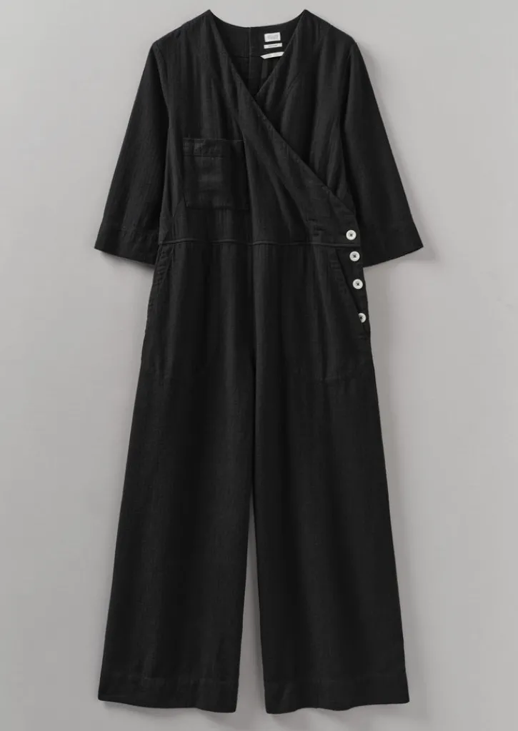 TOAST Brushed Cotton Linen Herringbone Jumpsuit-Women Linen|Loungewear
