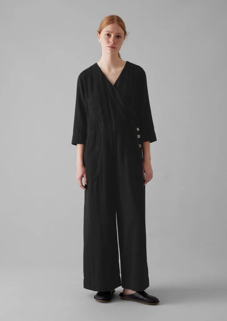 TOAST Brushed Cotton Linen Herringbone Jumpsuit-Women Linen|Loungewear