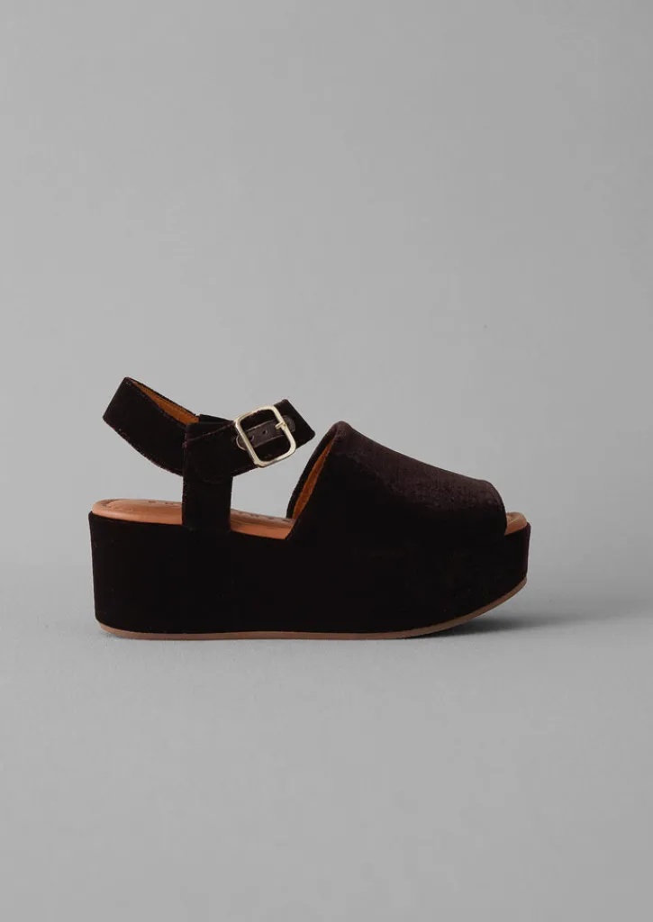 TOAST Chie Mihara Velvet Platform Shoes-Women Sandals