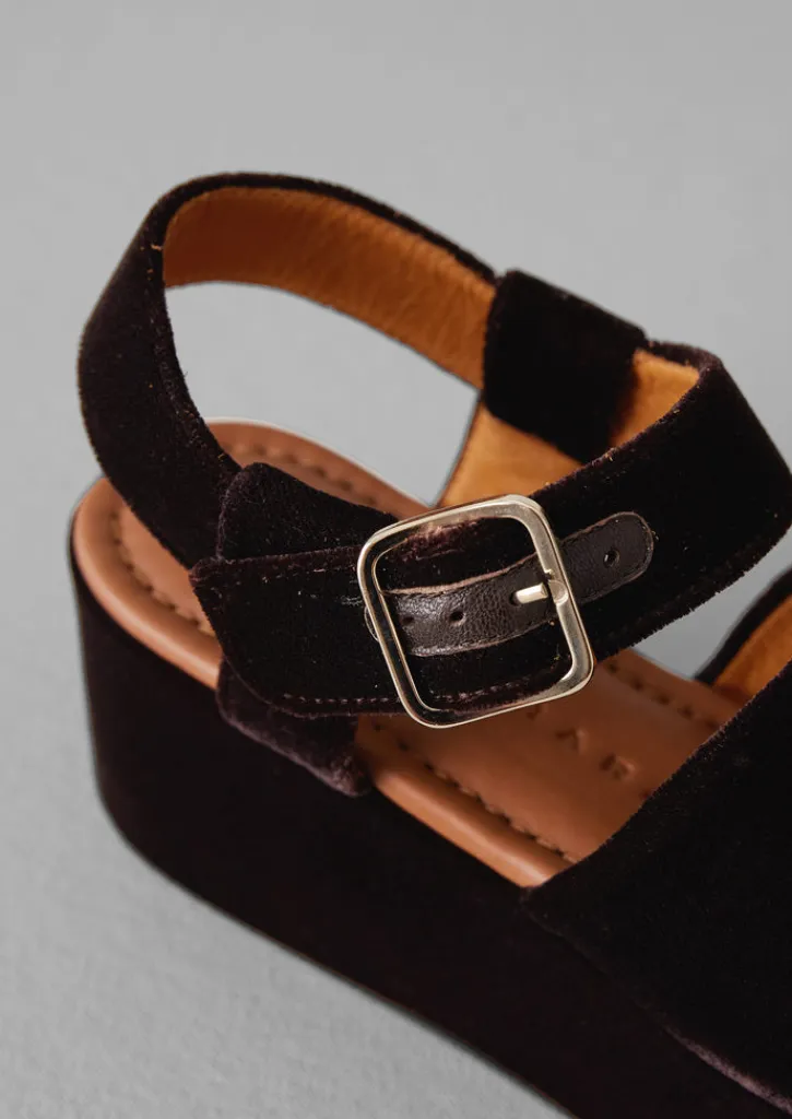TOAST Chie Mihara Velvet Platform Shoes-Women Sandals
