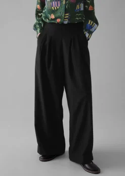 TOAST Corinne Wool Cotton Herringbone Wide Leg Trousers-Women Trousers