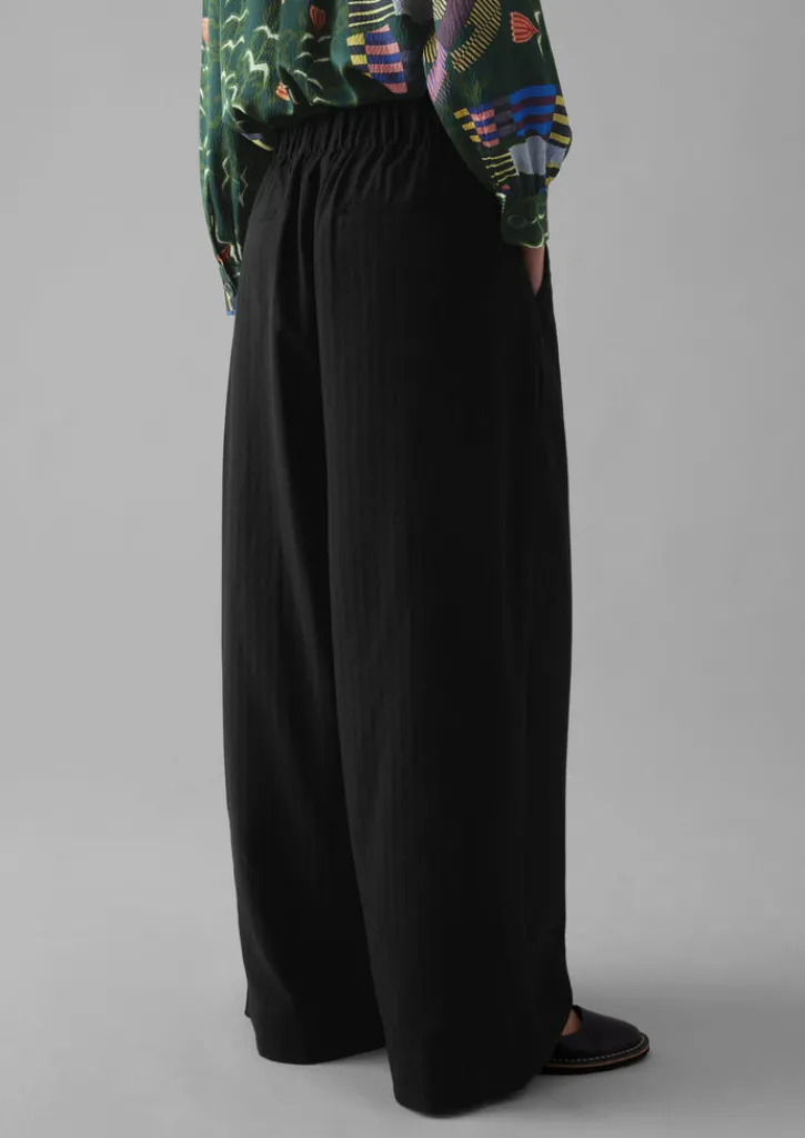 TOAST Corinne Wool Cotton Herringbone Wide Leg Trousers-Women Trousers