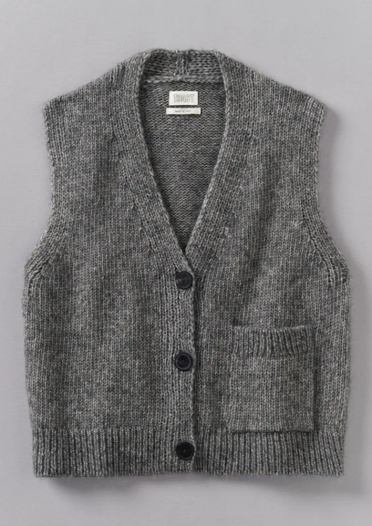 TOAST Cotton Alpaca Button Through Tank-Women Knitwear