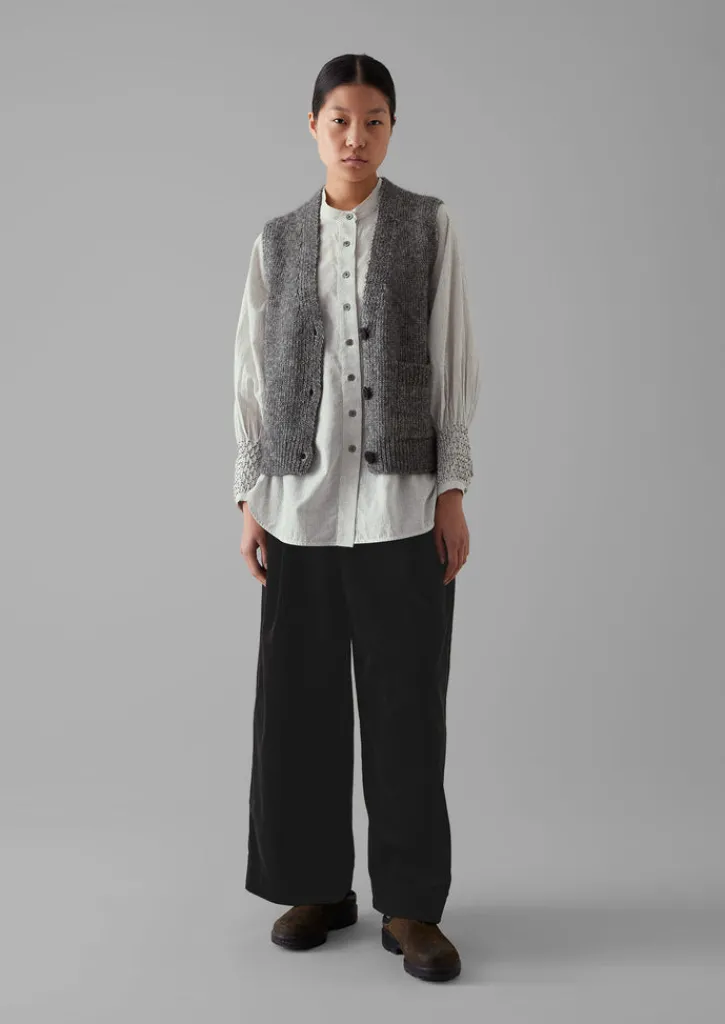 TOAST Cotton Alpaca Button Through Tank-Women Knitwear
