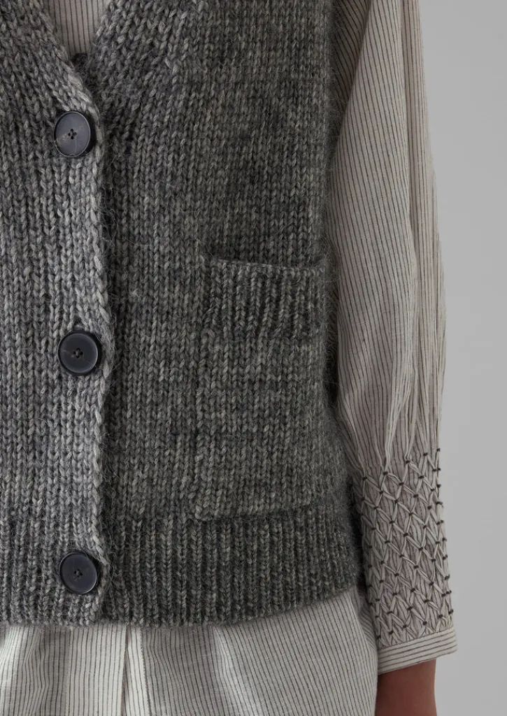 TOAST Cotton Alpaca Button Through Tank-Women Knitwear