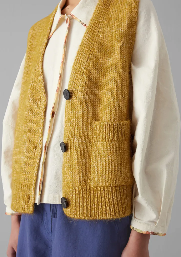 TOAST Cotton Alpaca Button Through Tank-Women Knitwear