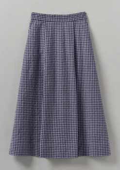 TOAST Cotton Gingham Seersucker Skirt-Women Skirts
