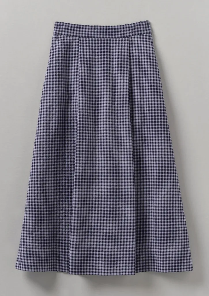 TOAST Cotton Gingham Seersucker Skirt-Women Skirts