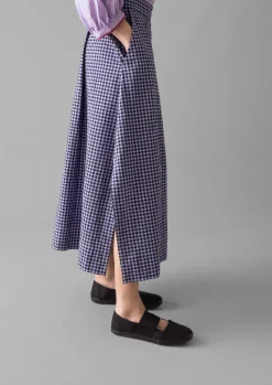 TOAST Cotton Gingham Seersucker Skirt-Women Skirts