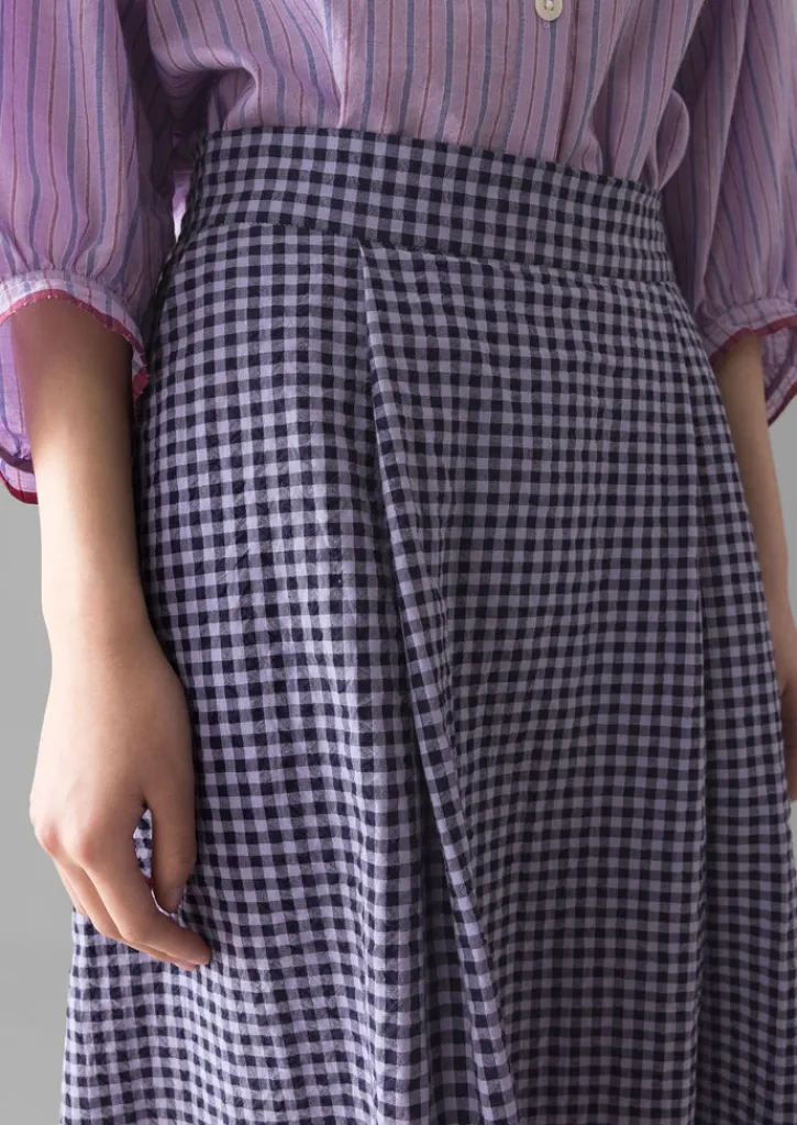 TOAST Cotton Gingham Seersucker Skirt-Women Skirts