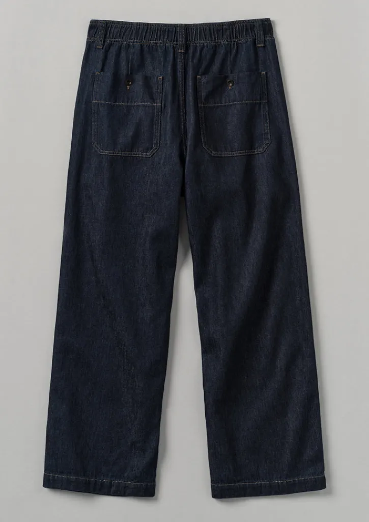 TOAST Cotton Hemp Denim Cargo Trousers- Denim|Trousers