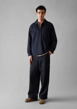 TOAST Cotton Hemp Denim Smock Shirt- Denim|Workwear