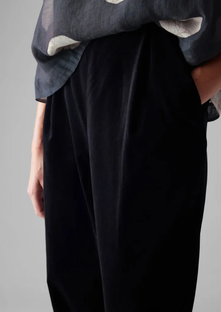 TOAST Cotton Velvet Pleat Front Trousers-Women Velvet|Trousers