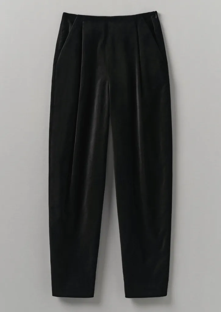 TOAST Cotton Velvet Pleat Front Trousers-Women Velvet|Trousers