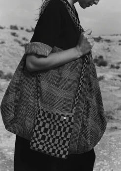 TOAST Etched Check Linen Bag-Women Bags & Belts