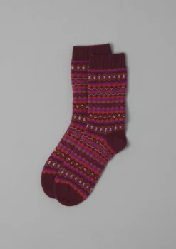 TOAST Fair Isle Wool Socks-Women Socks & Tights