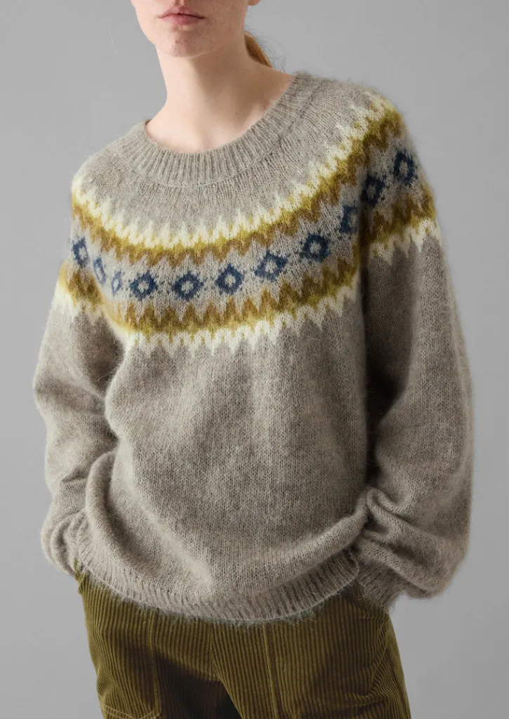 TOAST Fair Isle Yoke Mohair Blend Easy Sweater-Women Knitwear