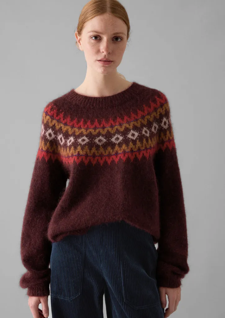 TOAST Fair Isle Yoke Mohair Blend Easy Sweater-Women Knitwear