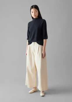 TOAST Fine Wool Cashmere Half Sleeve Sweater-Women Cashmere|Knitwear
