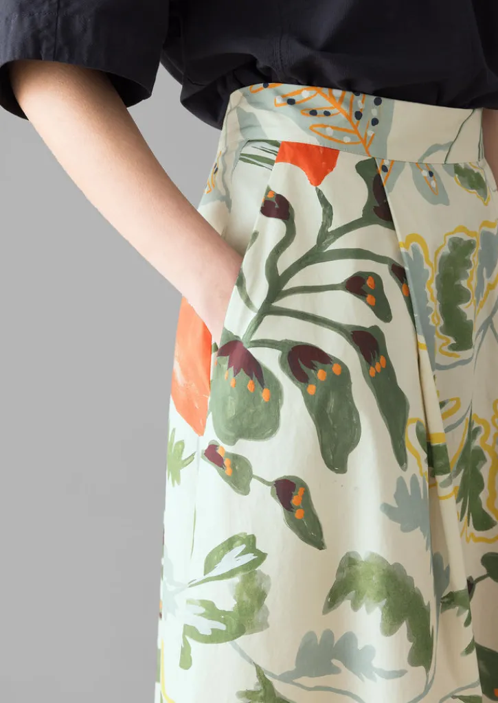 TOAST Foliage Print Poplin Skirt-Women Skirts
