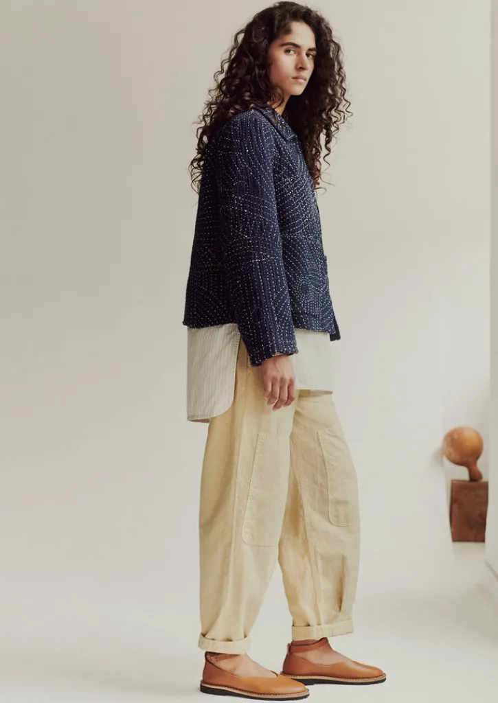 TOAST Garment Dyed Cotton Linen Canvas Trousers-Women Linen|Trousers