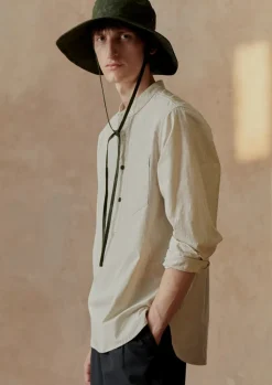 TOAST Grandad Collar Stripe Pullover Shirt- Shirts
