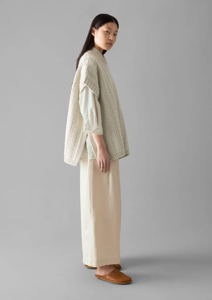 TOAST Grid Stitch Wool Cotton Tank-Women Knitwear