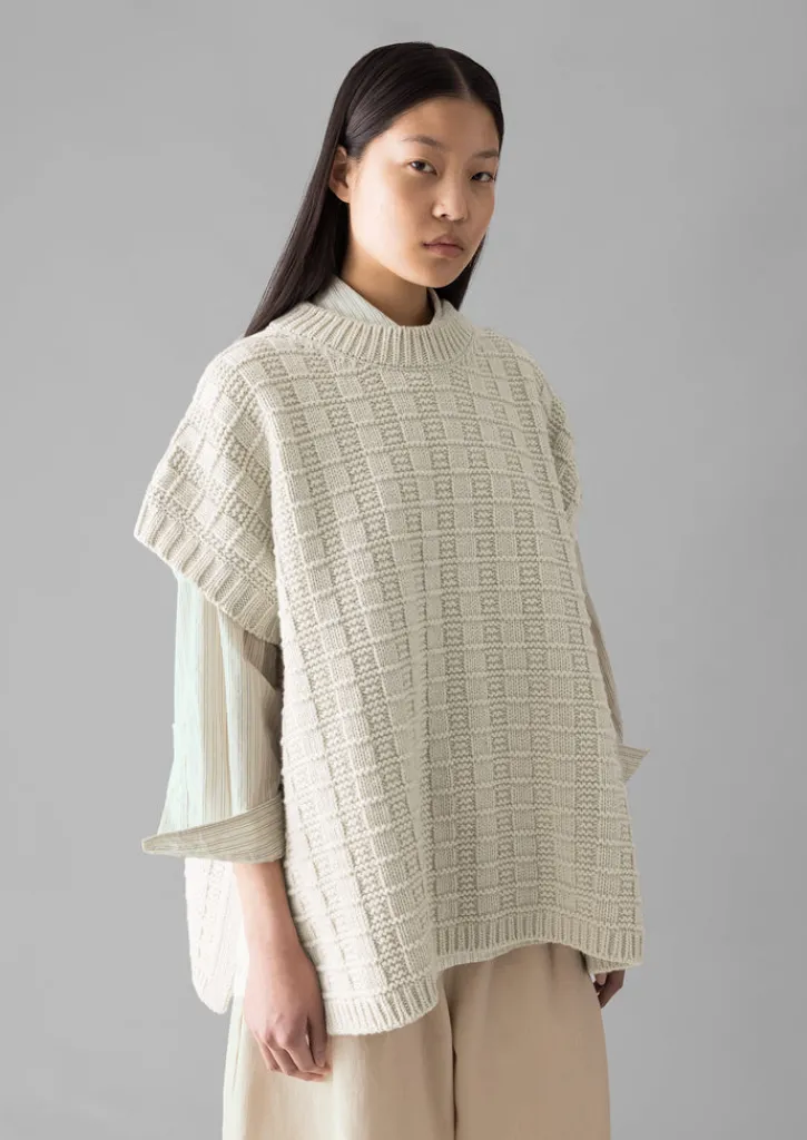 TOAST Grid Stitch Wool Cotton Tank-Women Knitwear