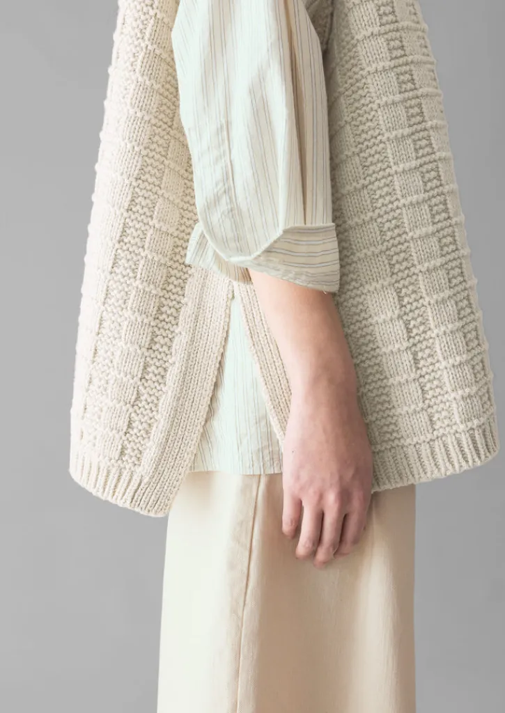 TOAST Grid Stitch Wool Cotton Tank-Women Knitwear
