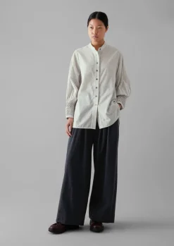 TOAST Hand Smocked Stripe Cotton Linen Shirt-Women Shirts|Tops & Tees