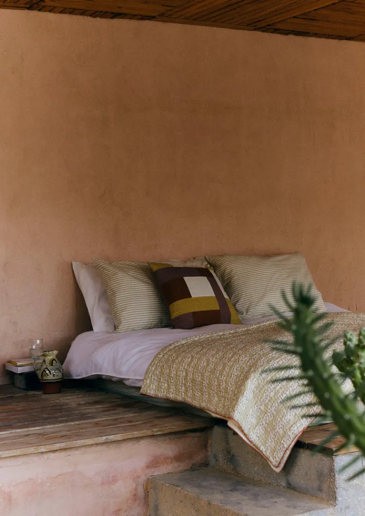 TOAST Harvest Block Print Cotton Quilt- Textiles|Blankets & Throws