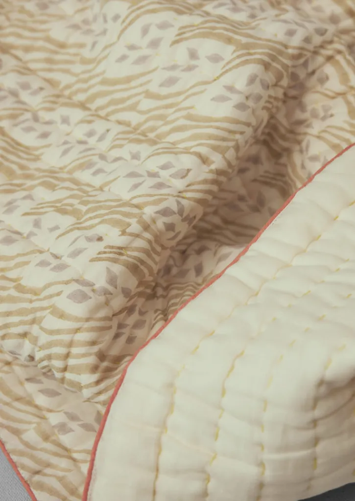 TOAST Harvest Block Print Cotton Quilt- Textiles|Blankets & Throws