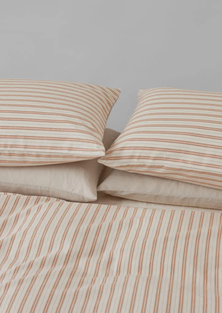 TOAST Ines Flannel Stripe Cotton Housewife Pillowcase Set- Textiles|Bed Linen