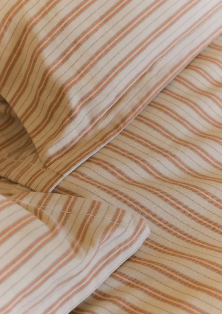 TOAST Ines Flannel Stripe Cotton Oxford Pillowcase Set- Textiles|Bed Linen
