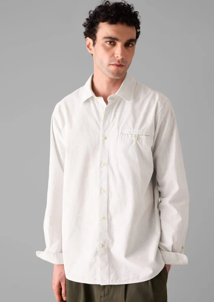 TOAST Jet Pocket Fine Stripe Cotton Shirt- Shirts