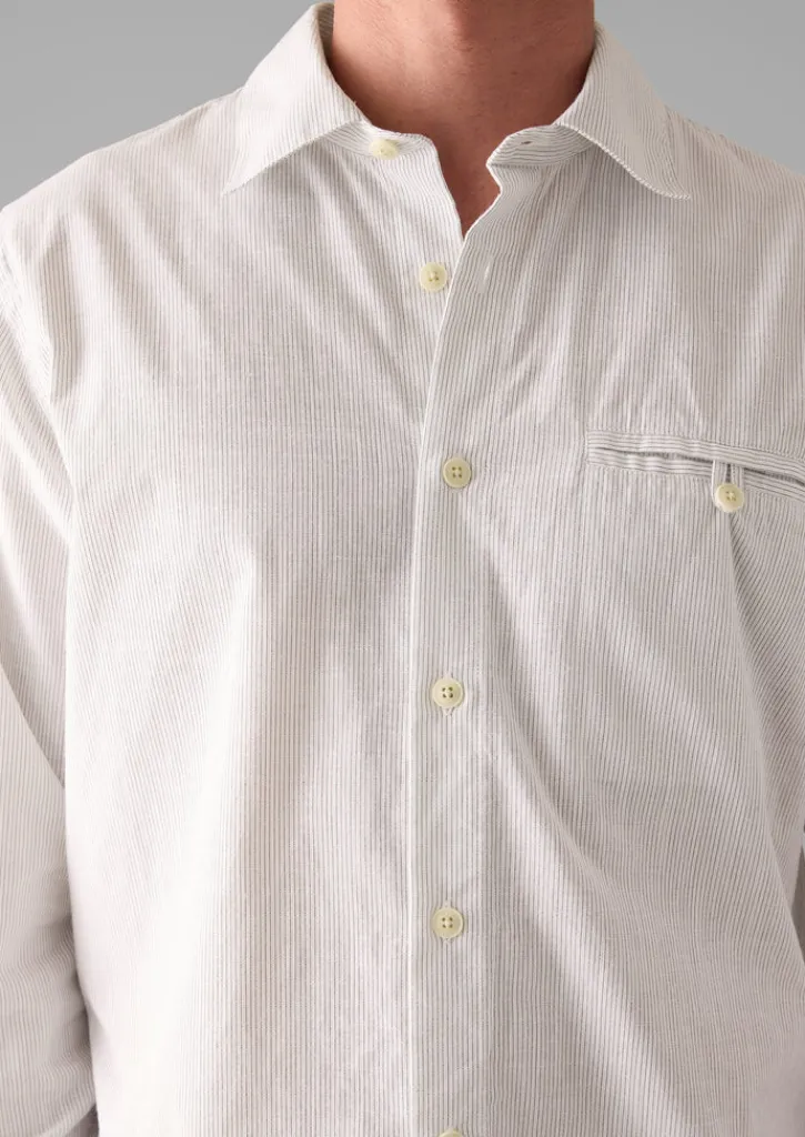 TOAST Jet Pocket Fine Stripe Cotton Shirt- Shirts