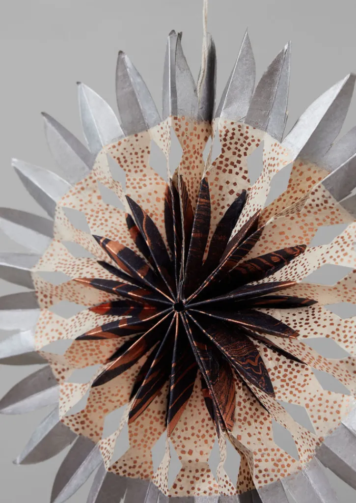 TOAST Large Dip Dyed Lokta Paper Rosette Set- Christmas Decorations