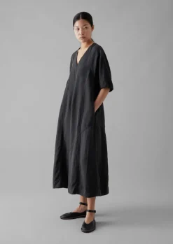 TOAST Lyocell Linen Herringbone Panel Dress-Women Linen|Dresses