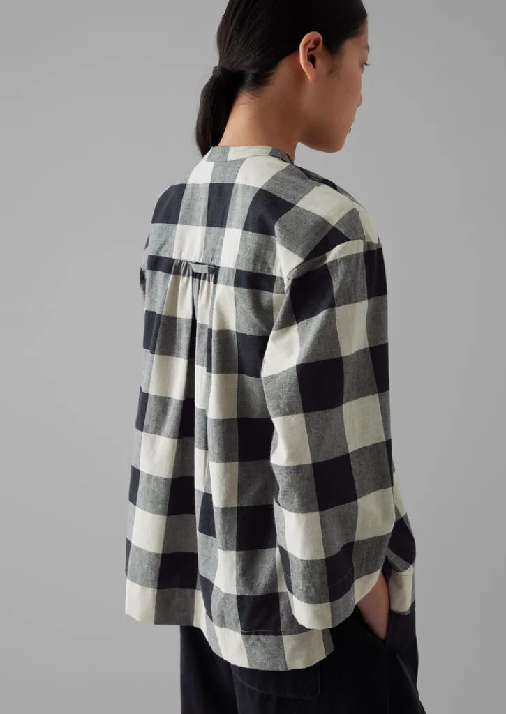 TOAST Macro Gingham Cotton Cashmere Shirt-Women Cashmere|Loungewear