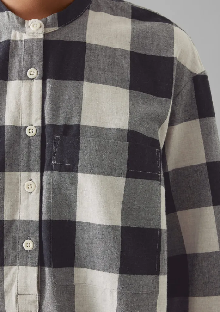 TOAST Macro Gingham Cotton Cashmere Shirt-Women Cashmere|Loungewear