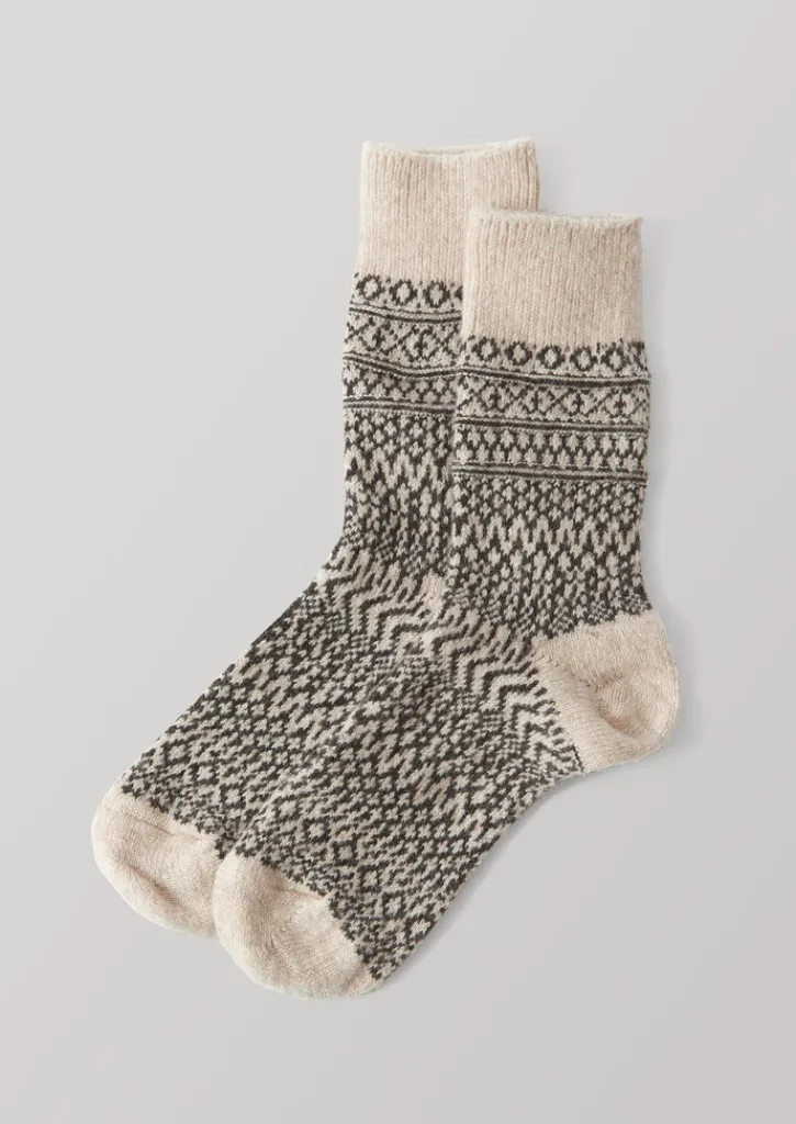 TOAST Nishiguchi Kutsushita Wool Jacquard Socks-Women Socks & Tights