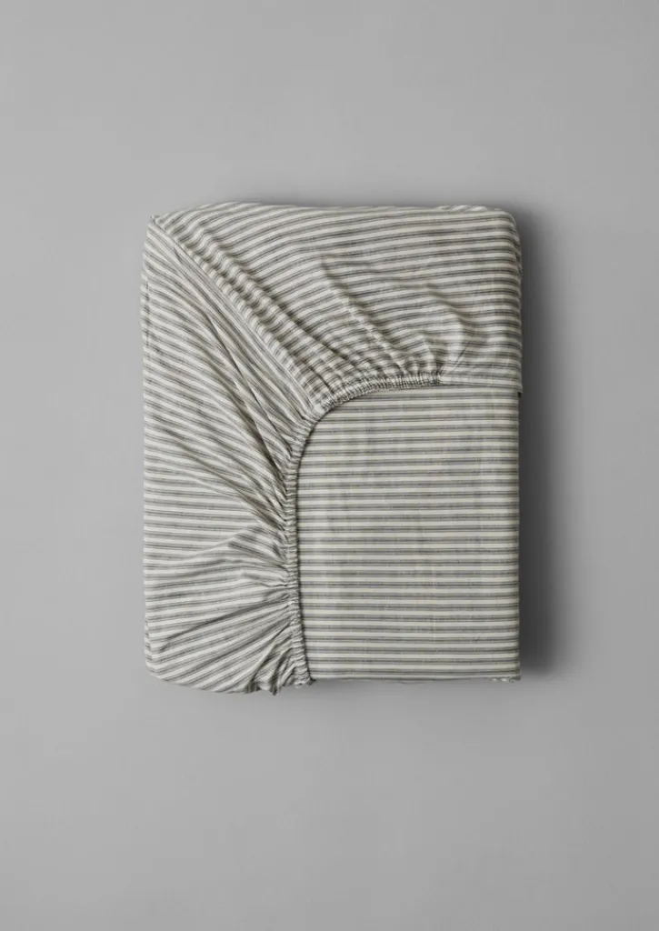 TOAST Organic Cotton Ticking Stripe Fitted Sheet- Textiles|Bed Linen