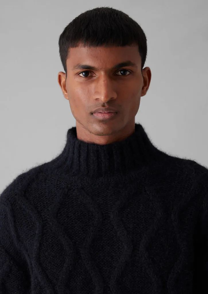 TOAST Roll Neck Cable Knit Sweater- Knitwear