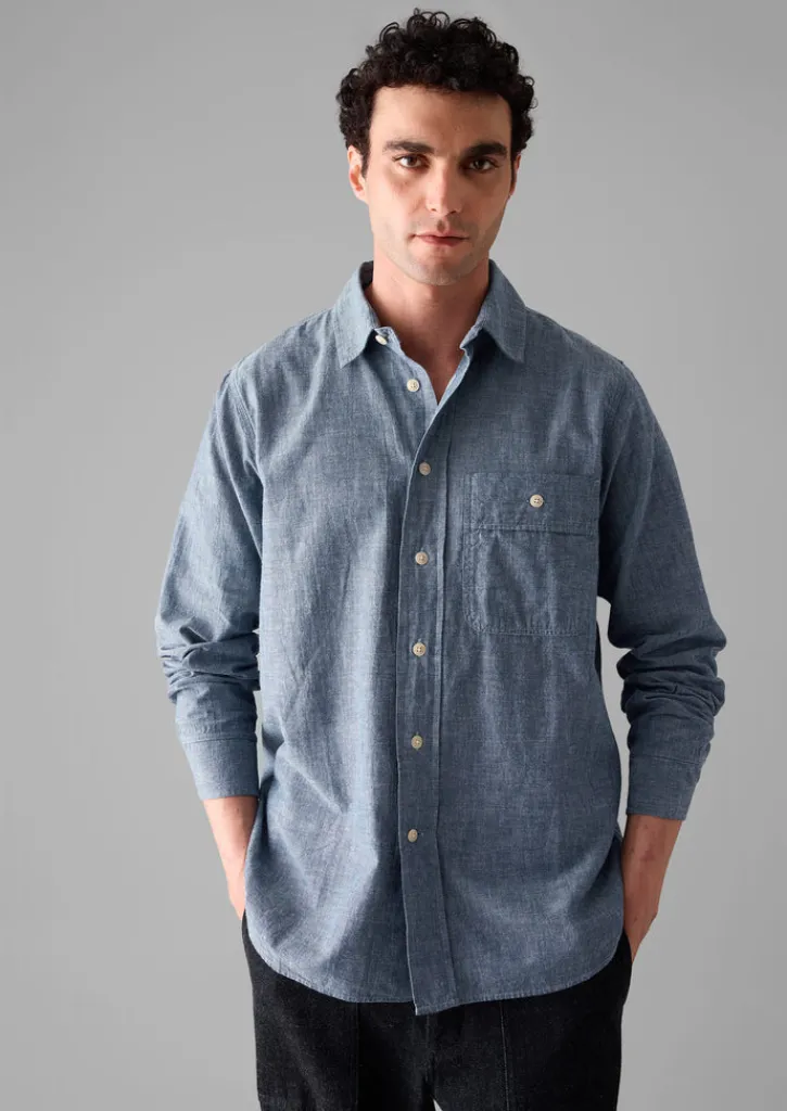 TOAST Selvedge Cotton Chambray Shirt- Shirts
