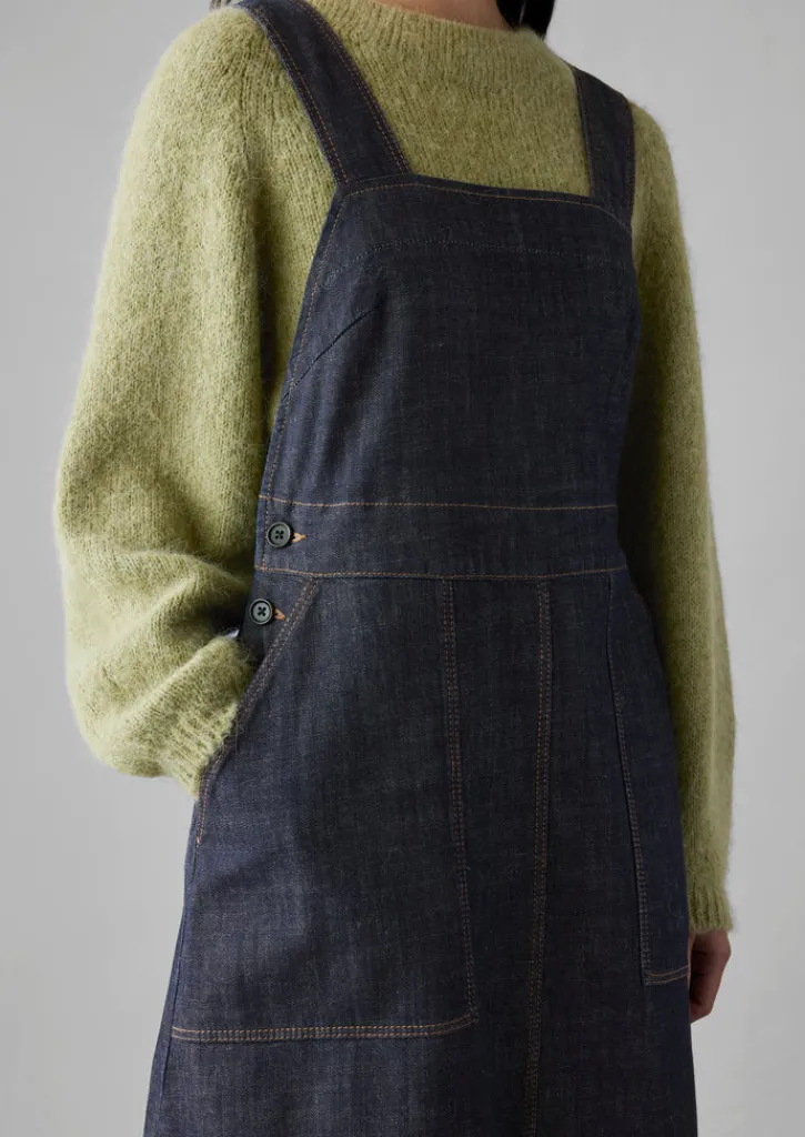TOAST Side Button Denim Pinafore Dress-Women Denim|Dresses