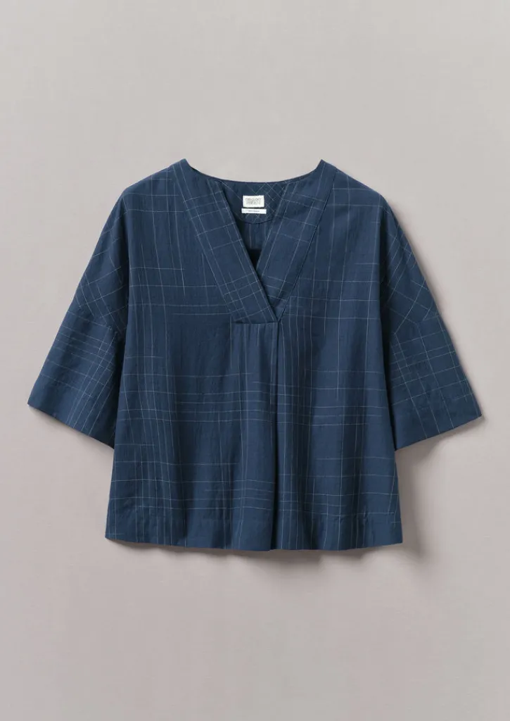 TOAST Sketched Check Cotton Pyjama Top-Women Nightwear